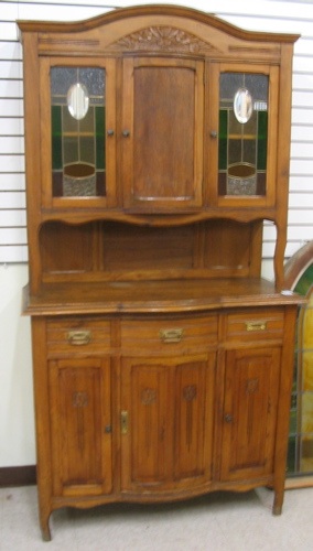 Appraisal: AN ASHWOOD SIDEBOARD IN TWO SECTIONS Belgian early th century