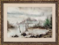 Appraisal: THEA American th Century MORNING MIST Impressionistic watercolor shows mist