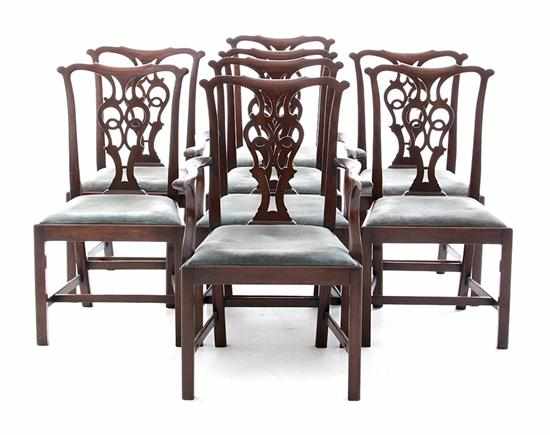 Appraisal: Set of eight George III style mahogany dining chairs late