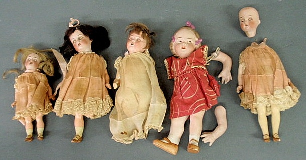 Appraisal: Group of small bisque head dolls largest l and a