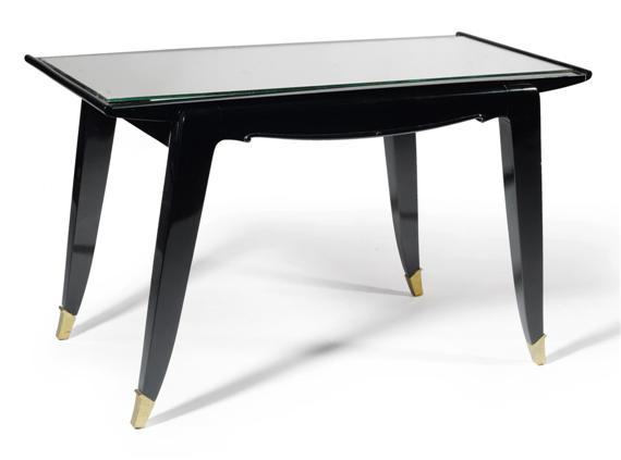 Appraisal: FRENCHOCCASIONAL TABLE Late Art Deco circa Black lacquered wood and