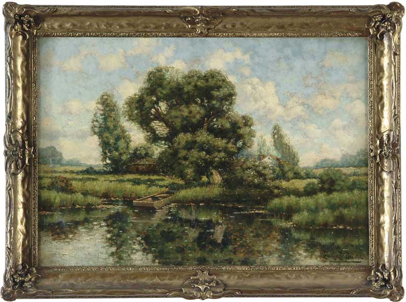 Appraisal: GEORGE W DREW American - SUMMER LANDSCAPE WITH POND AND