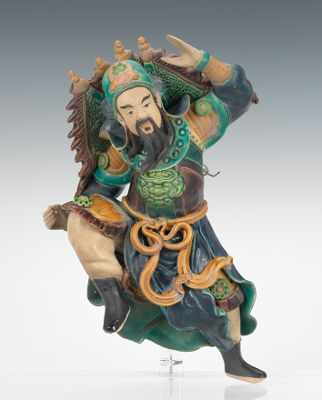 Appraisal: A Chinese Figural Ceramic Roof Ornament Ceramic roof tile warrior