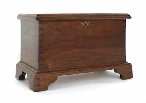 Appraisal: Contemporary Chippendale style walnut blanket chest h w