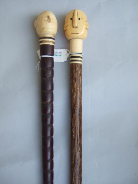 Appraisal: An African palm wood walking cane th century with ivory