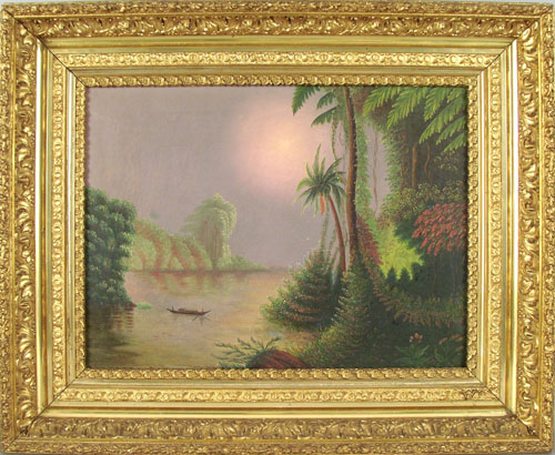 Appraisal: American School th c oil on canvas vivid orientalist landscape