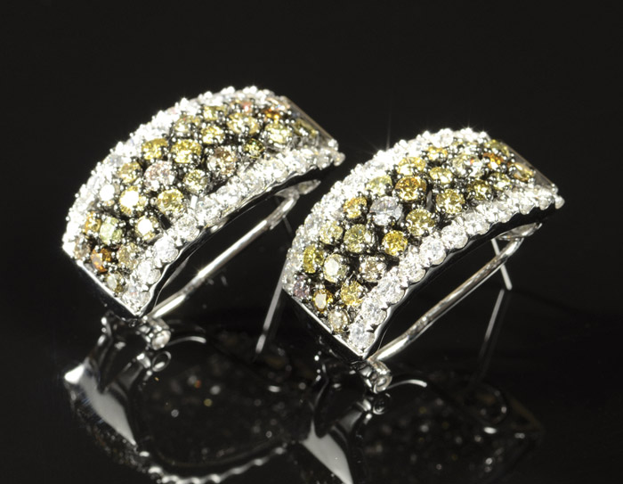 Appraisal: PAIR OF MULTI-COLOR DIAMOND EARRINGS each k white gold set