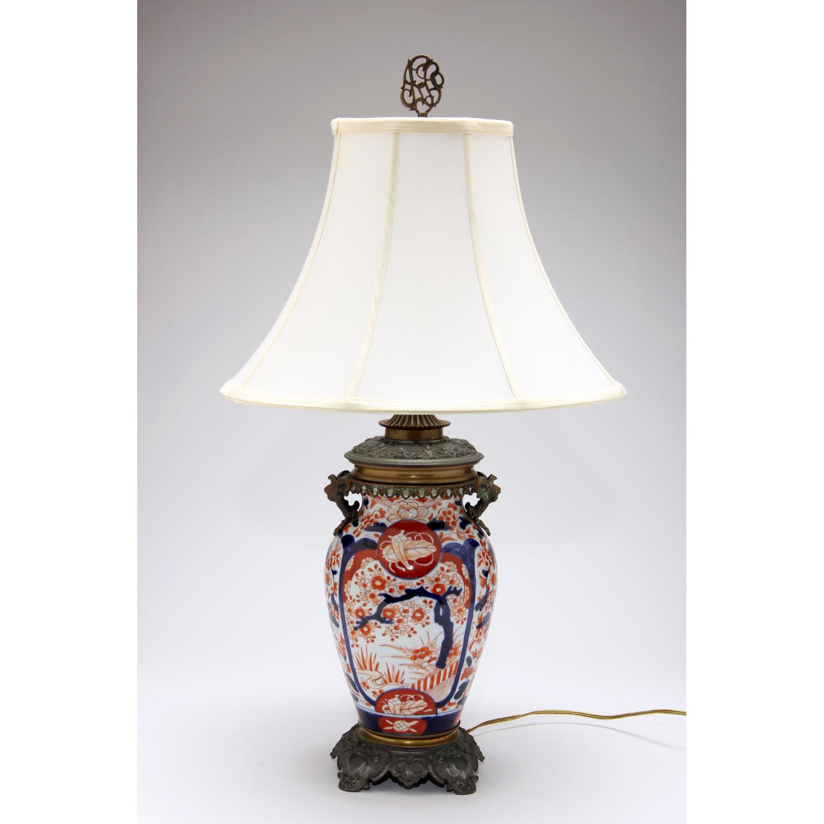 Appraisal: Japanese Imari Porcelain Table Lamp th century Imari jar with