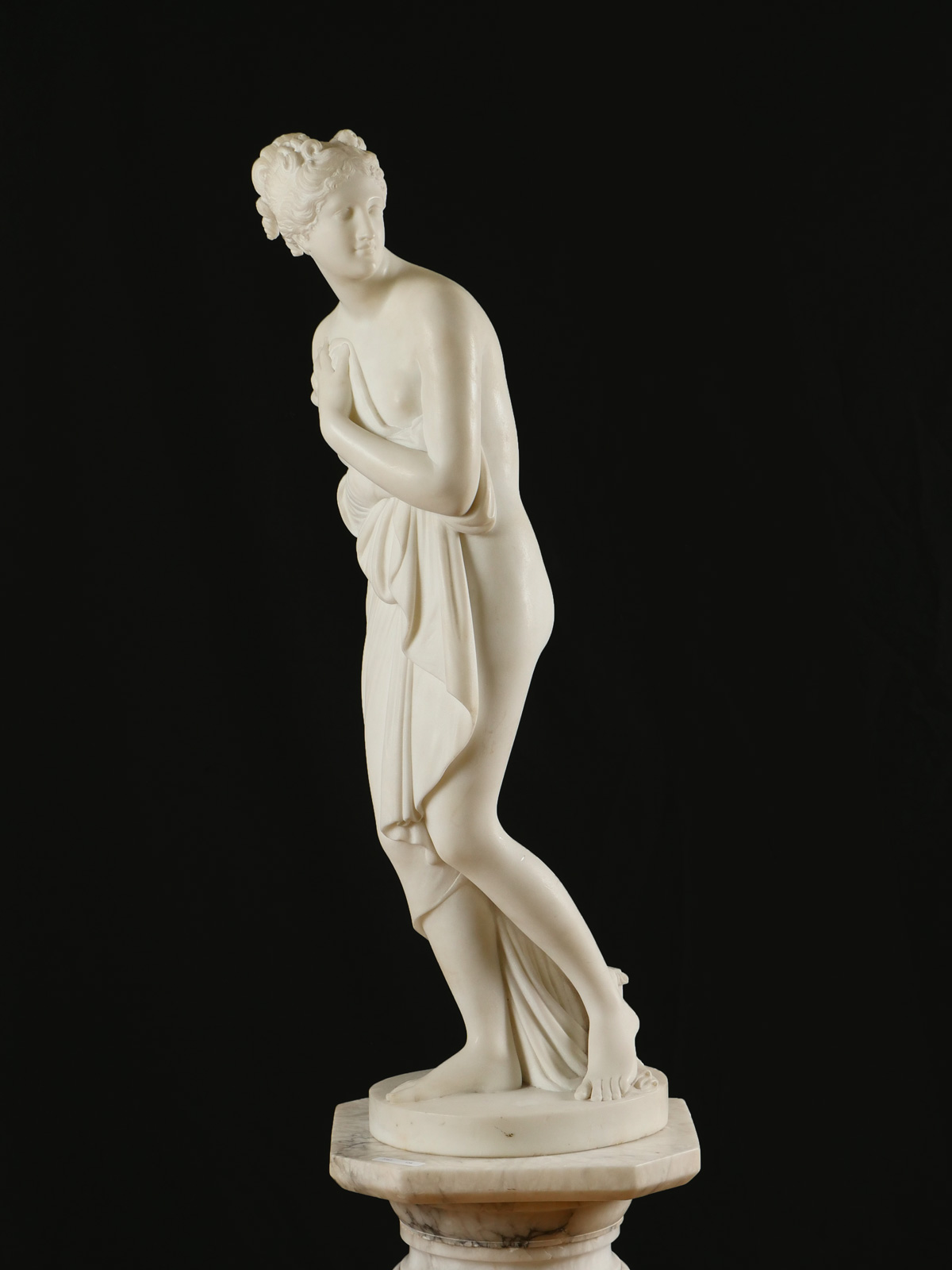 Appraisal: BAZZANTI Pietro Italian - Neoclassical Female Nude Partially Draped Carrera