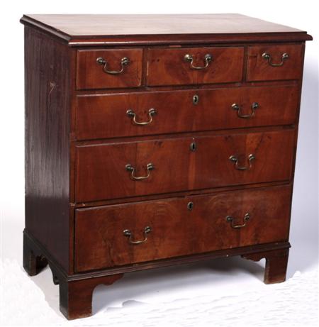 Appraisal: GEORGE III MAHOGANY CHEST CIRCA the moulded top above three