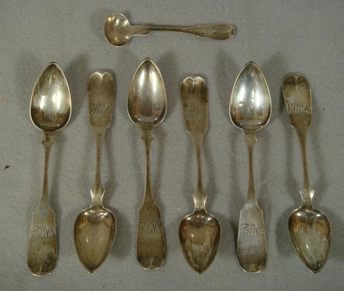 Appraisal: coin silver teaspoons a salt spoon by Zahm Jackson Lancaster