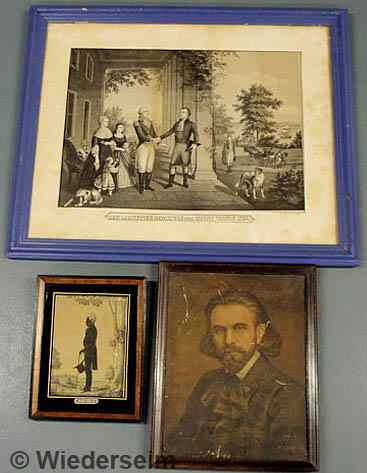 Appraisal: Three framed pieces- oil on canvas portrait of a gentleman