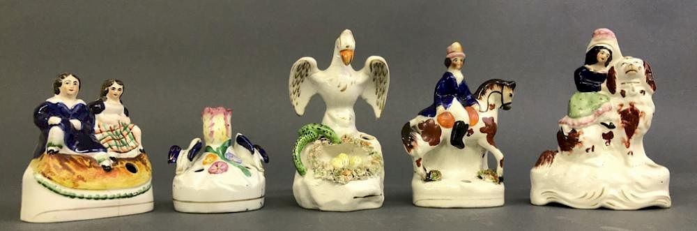 Appraisal: Five Staffordshire Figural Pen Holders Five Staffordshire figural pen holders