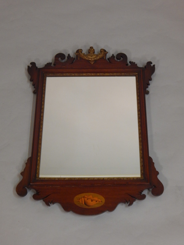 Appraisal: An early thC mahogany fret frame wall mirror in mid