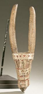 Appraisal: Bozo horned headdress th cen A horned headdress with metal