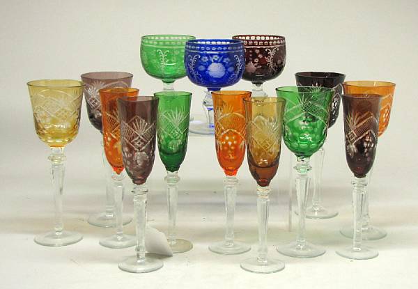 Appraisal: An assembled harlequin of cut to clear glass stemware early