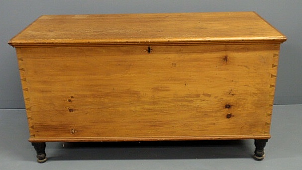 Appraisal: Pine blanket chest th c with dovetailed construction h x