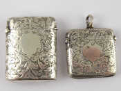 Appraisal: Two silver vesta cases one London the other Birmingham largest