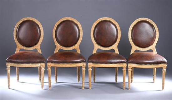 Appraisal: SET FOUR LOUIS XVI STYLE PAINTED SIDE CHAIRS th century