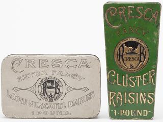 Appraisal: Two One Pound Cresca Raisin Tins Two One Pound Cresca