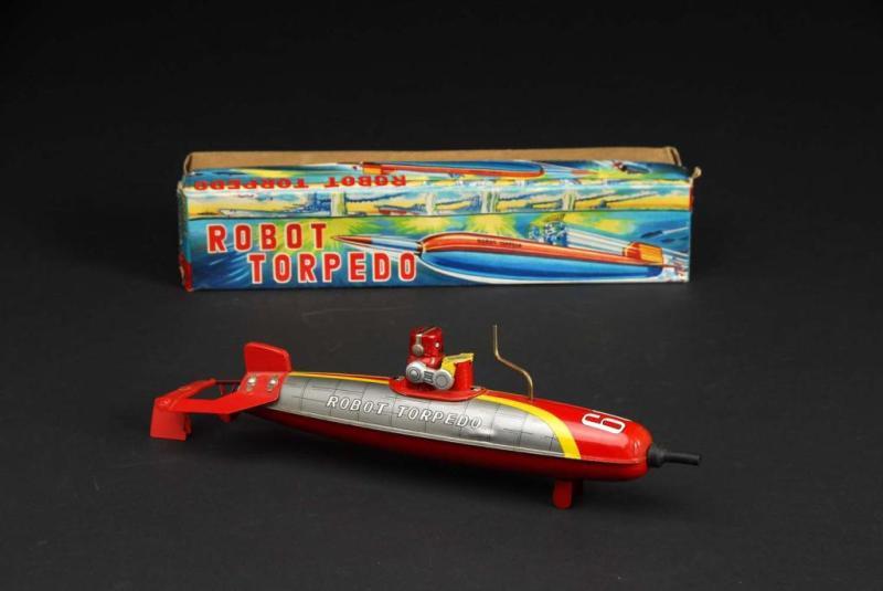 Appraisal: Tin Robot Torpedo Description Japanese Working When toy is wound