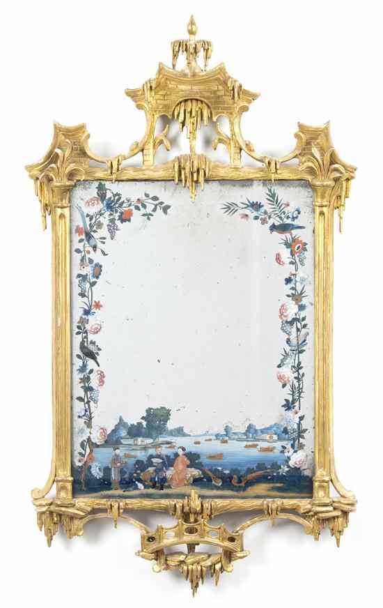 Appraisal: A Chinese Chippendale Giltwood Mirror having a pierced pagoda form