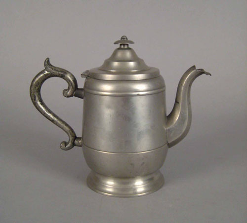 Appraisal: Maine pewter teapot mid th c bearing the touch of