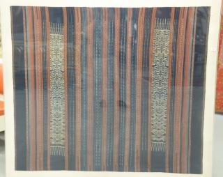 Appraisal: Textile panel mounted on cloth in plexiglass textile x overall