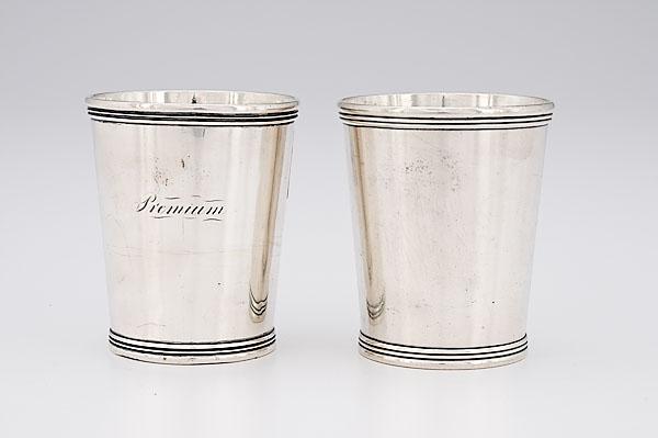 Appraisal: CINCINNATI COIN SILVER JULEP CUPS BY BLAKSLEY WILLEY American Cincinnati