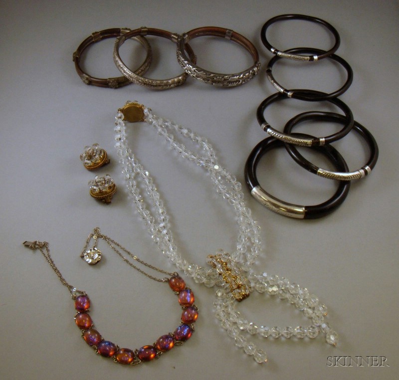 Appraisal: Small Group of Costume Jewelry including an amber glass necklace