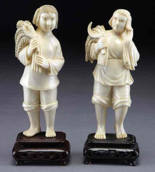 Appraisal: Pr Chinese Cultural Revolution ivory figures International buyers should note