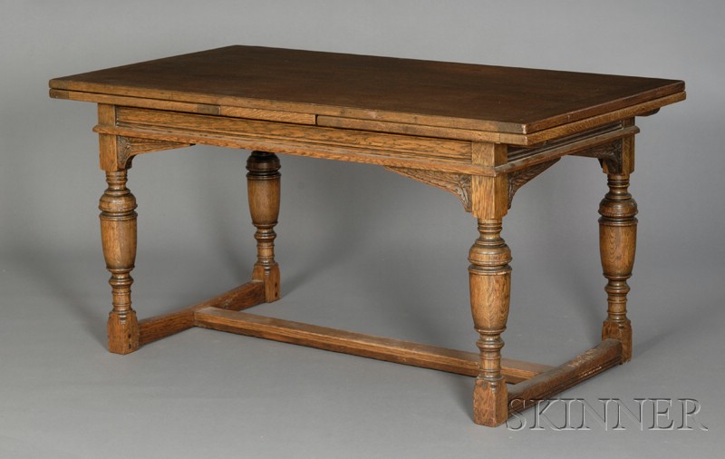 Appraisal: Jacobean-style Oak Draw Leaf Table th century with rectangular top