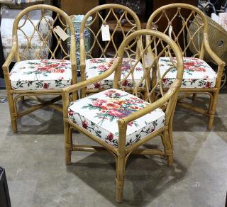 Appraisal: lot of Mid-Century Modern McGuire style rattan armchairs each having