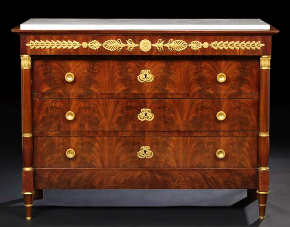 Appraisal: Continental Neoclassical Ormolu-Mounted Mahogany and Marble-Top Commode second quarter th