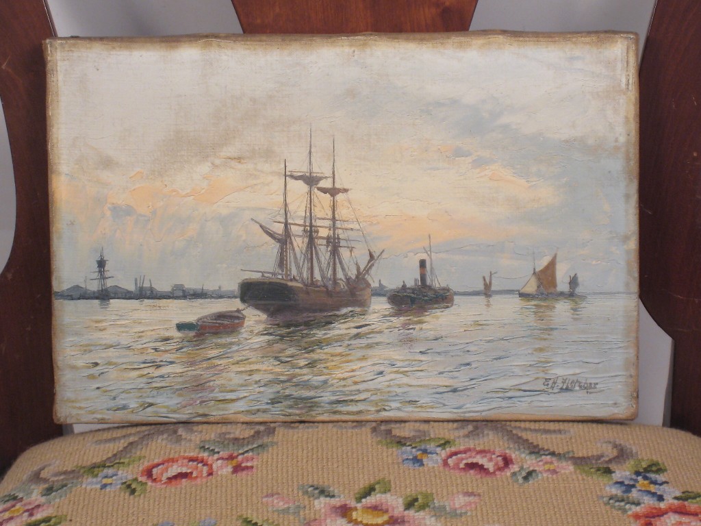 Appraisal: EDWIN H FLETCHER - Ships on an Estuary signed 'Edwin