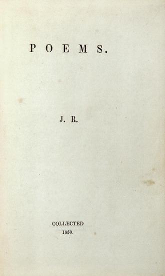 Appraisal: RUSKIN John - Poems London printed by Spottiswoode Shaw for