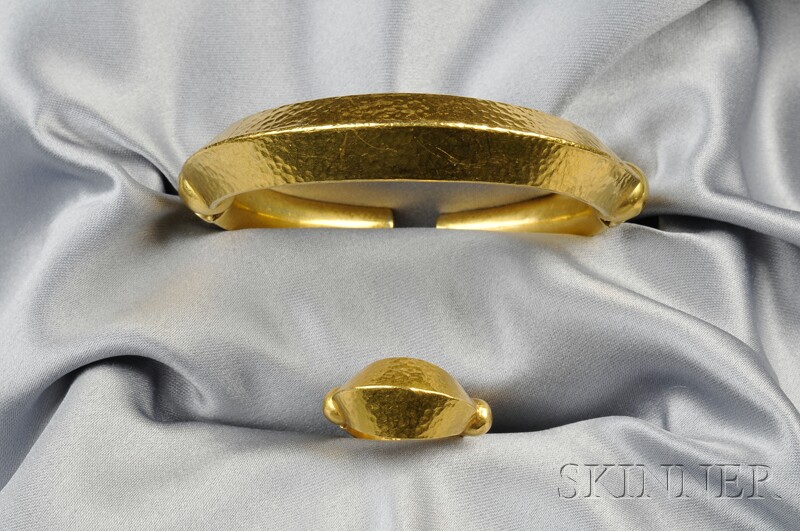 Appraisal: kt Gold Bracelet and Ring Lalaounis the bracelet designed as