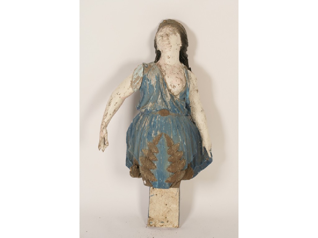 Appraisal: A CARVED SHIP'S FIGUREHEAD in the form of a woman