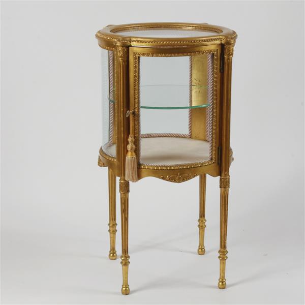 Appraisal: Louis XVI style gilt wood glass top curio cabinet stand