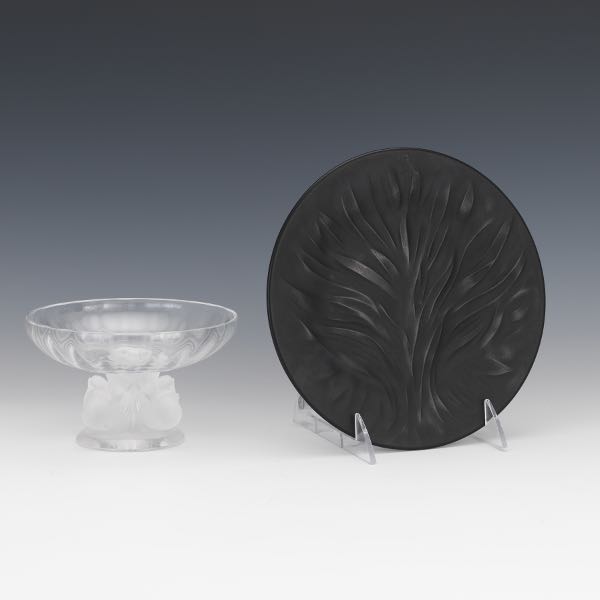 Appraisal: LALIQUE TWO PIECES NOGENT BOWL AND NOIR ALGUES PLATE Nogent