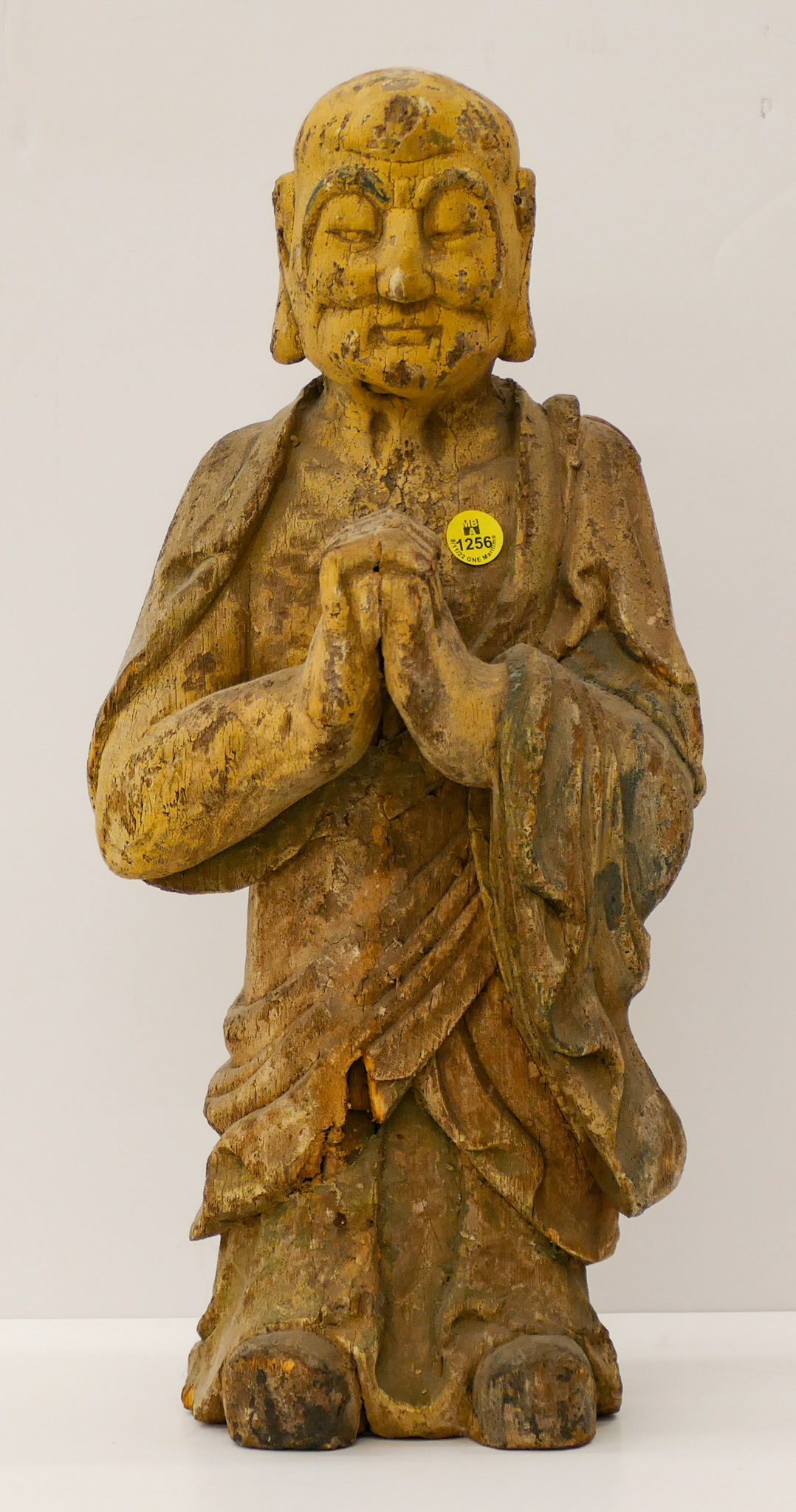 Appraisal: Old Chinese Polychrome Wood Monk ''