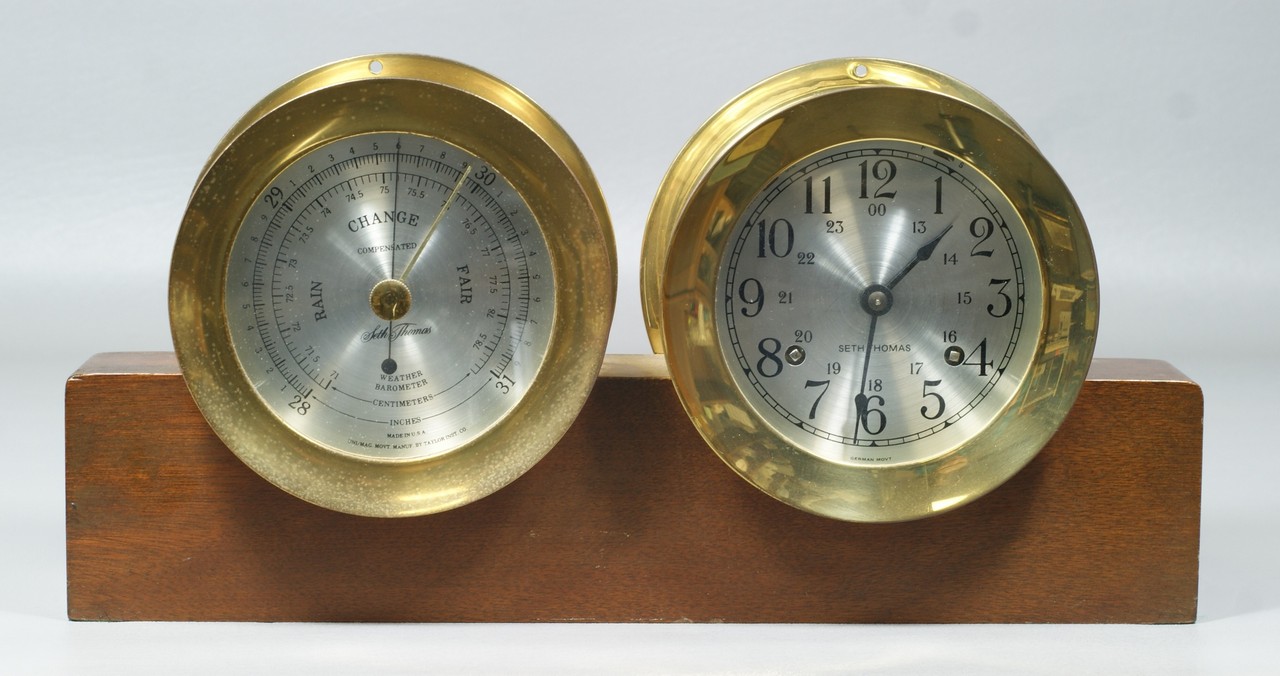 Appraisal: Seth Thomas Corsair ships clock and barometer desk set dials