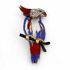 Appraisal: A ct gold enamel and diamond set parrot brooch estimated