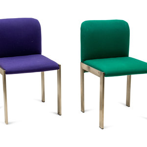 Appraisal: A Group of Four Neon Upholstered Modern French Side Chairs