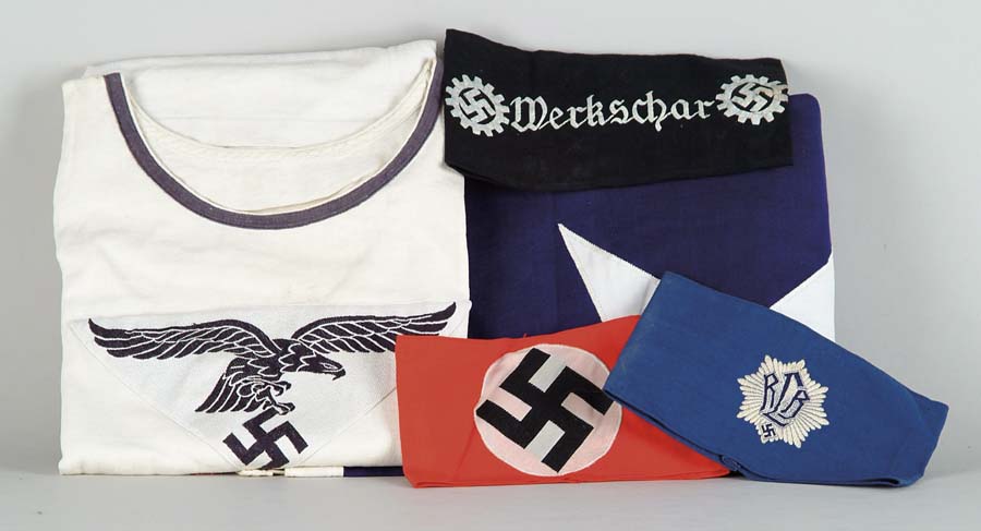 Appraisal: LOT OF NAZI CLOTH ITEMS x swastika flag CONDITION Somewhat