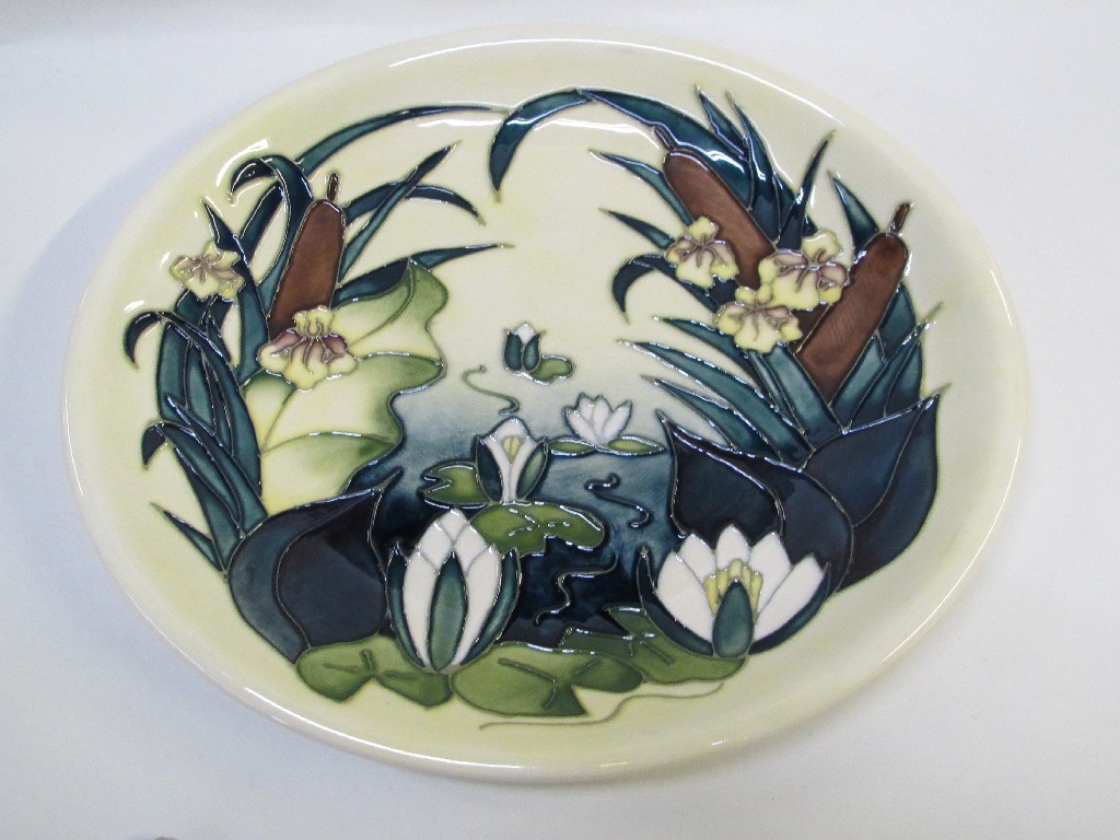 Appraisal: Moorcroft plate decorated with waterlilies and bullrushes