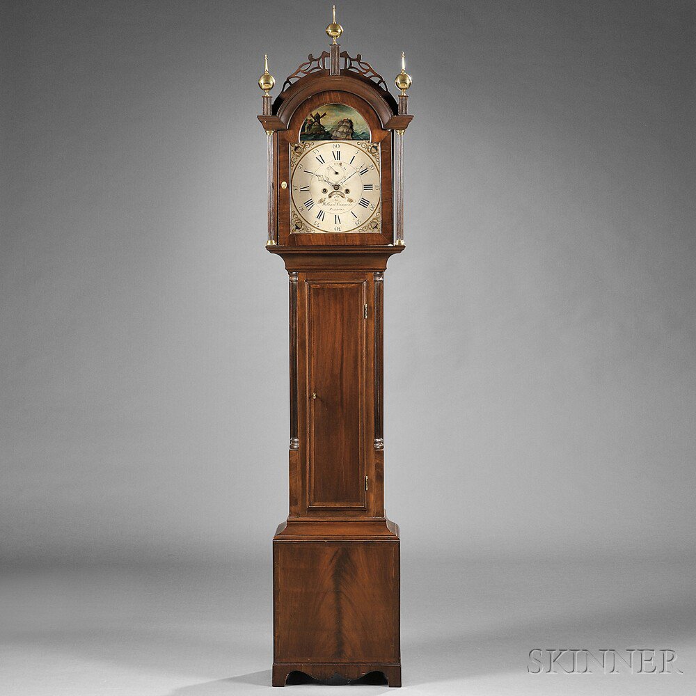 Appraisal: William Cummens Mahogany Tall Clock with Rocking Ship Automaton Roxbury