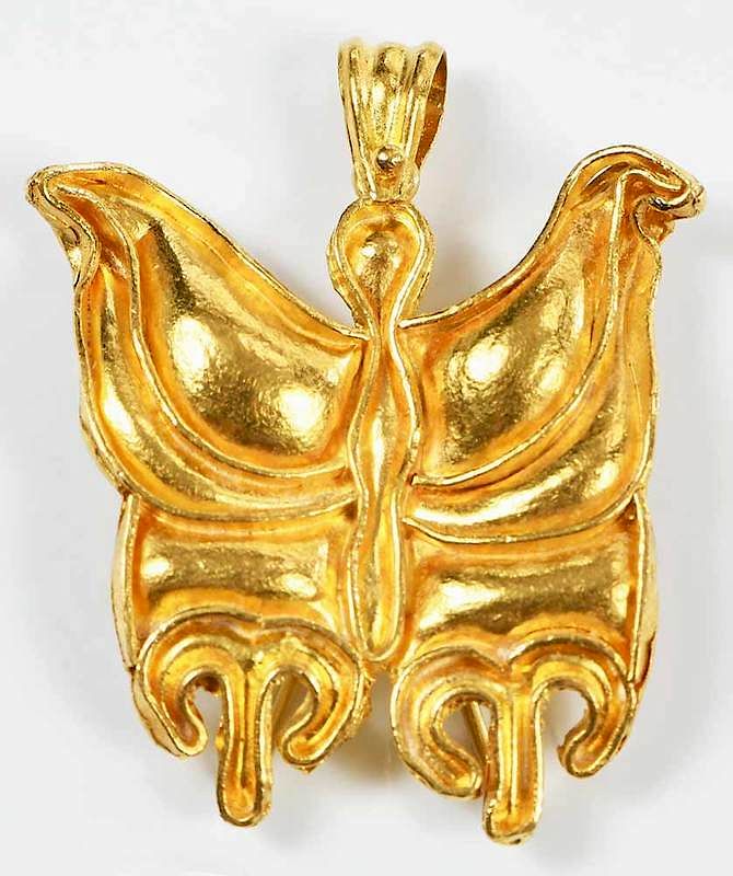 Appraisal: High Karat Gold Pendant butterfly design stamped K and with