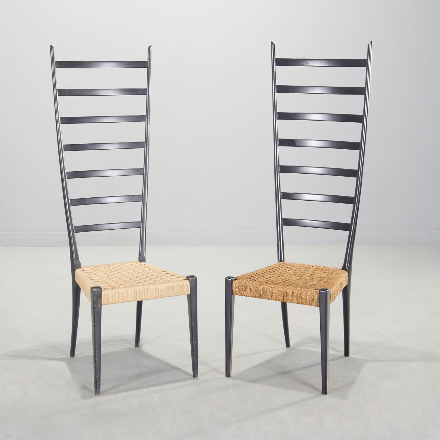 Appraisal: PAIR OTTO GERDAU CHIAVARI SPINETTO CHAIRS c s Italian black