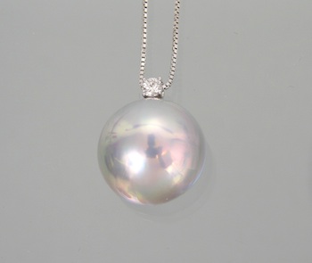 Appraisal: A Ladies' Made Pearl and Diamond Pendant with Chain k